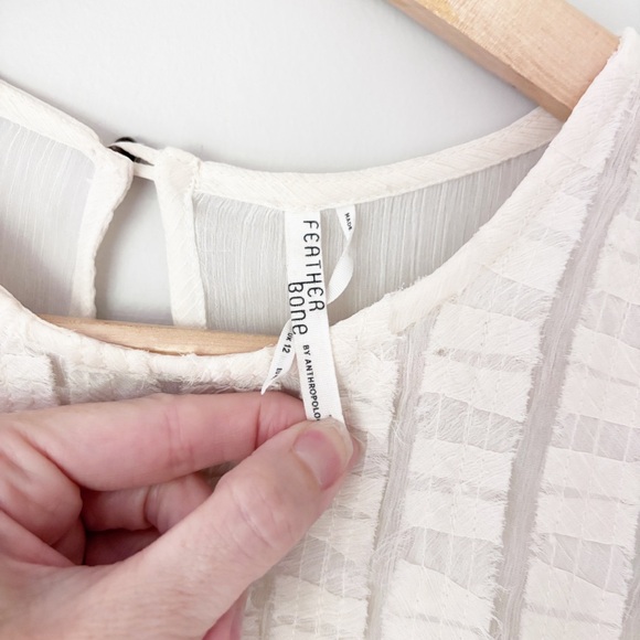 Anthropologie Feather and Bone cream dress sz. 8 - Picture 5 of 6